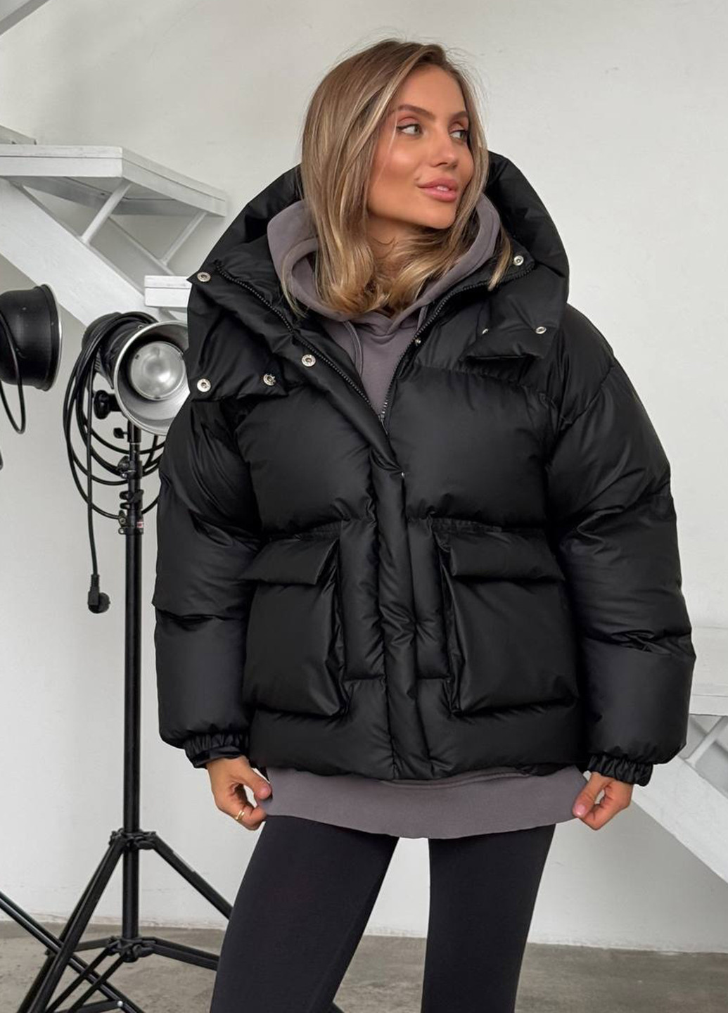 Чорний зимній Пуховик No Brand