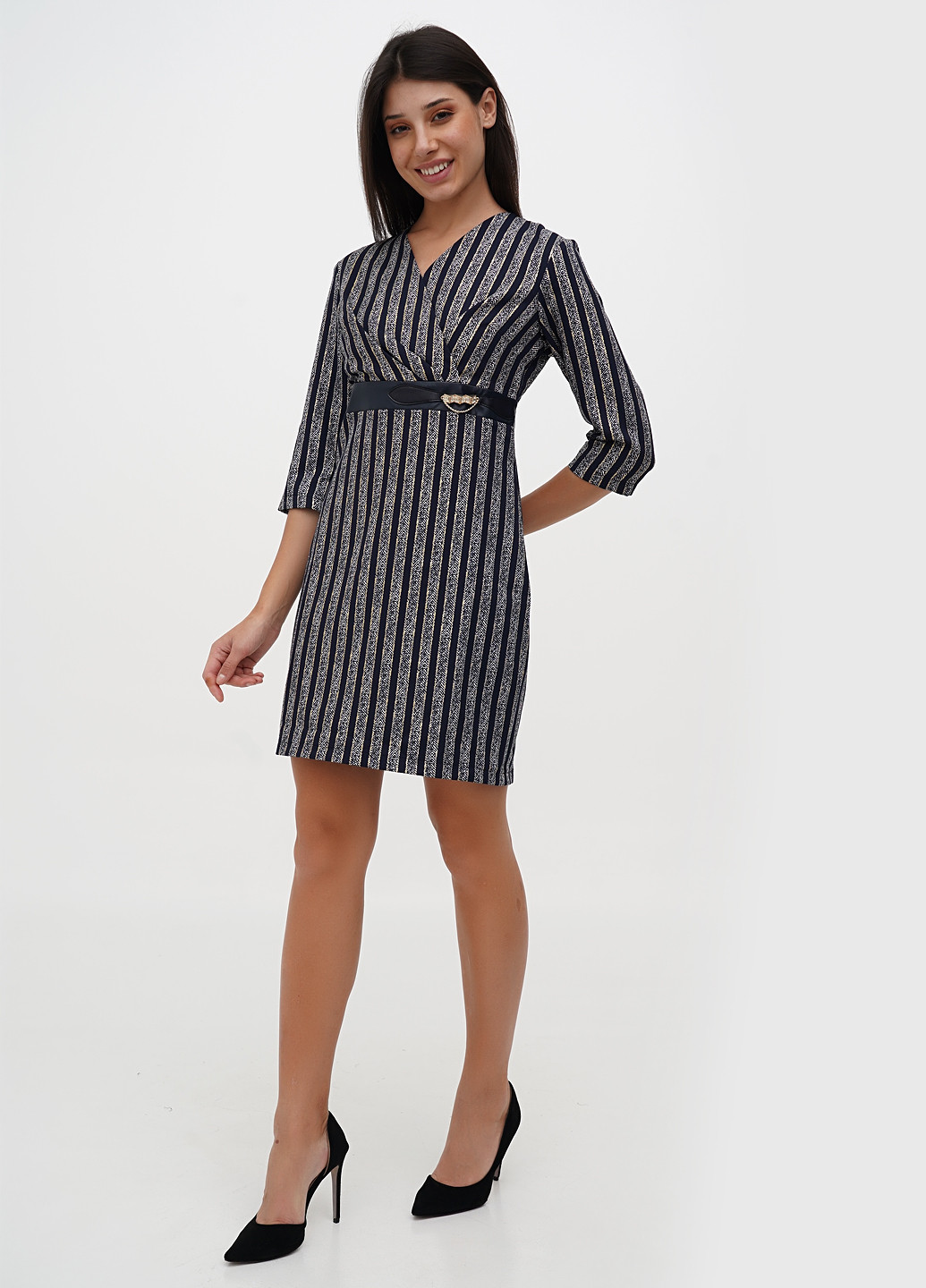 Темно-синя кежуал сукня Sassofono в смужку