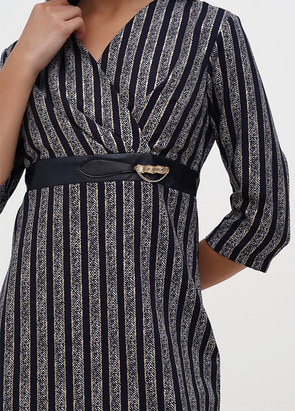 Темно-синя кежуал сукня Sassofono в смужку