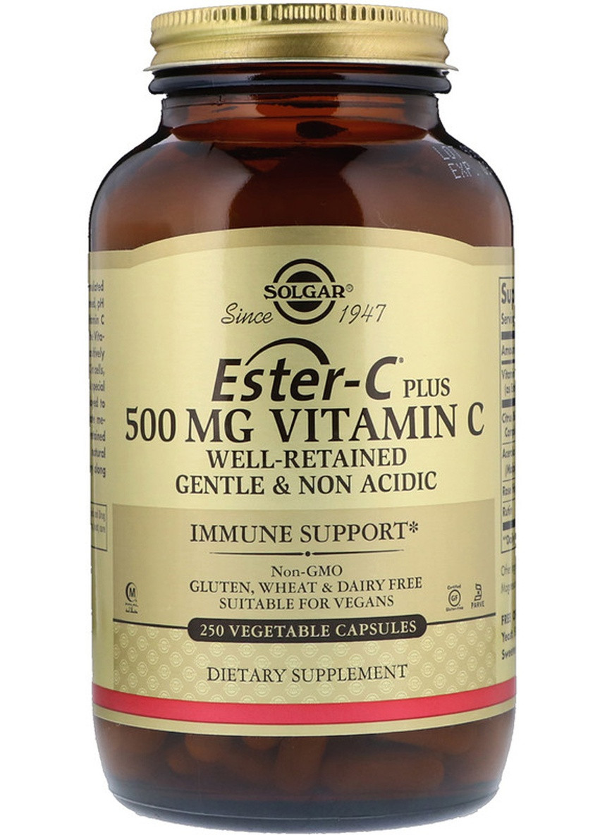 Витамин С 500 мг, Ester-C Plus,, 250 гелевых капсул Solgar (228291690)