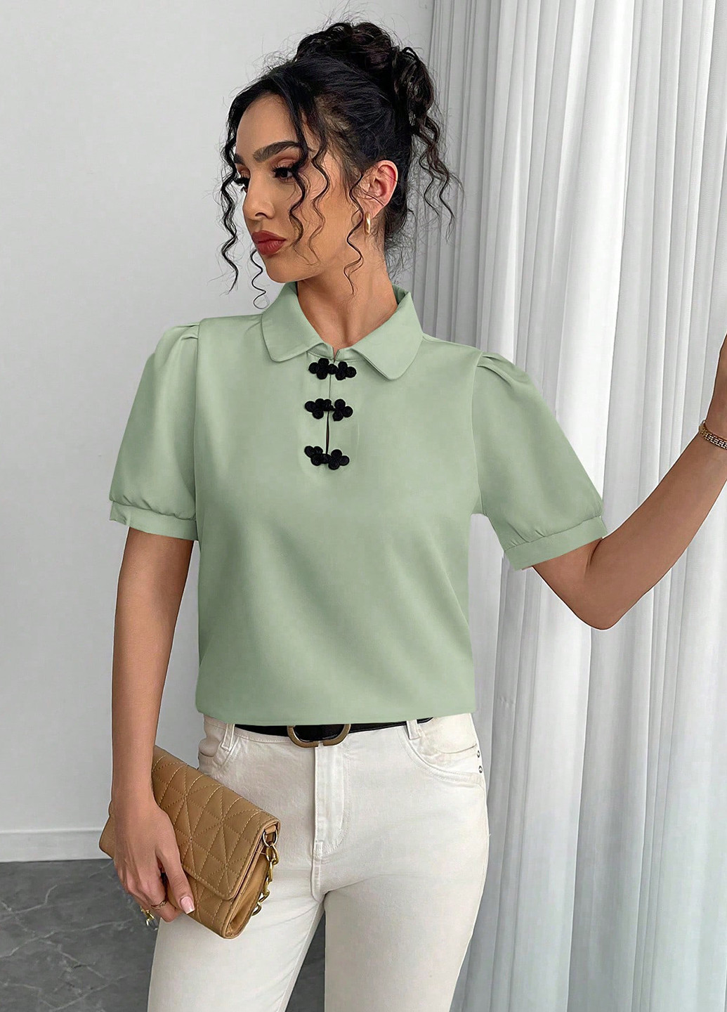 Світло-зелена блуза SHEIN