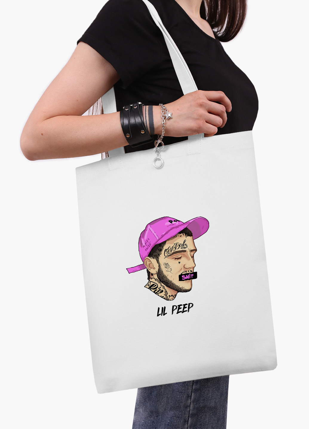 Еко сумка шоппер біла Ліл Піп (Lil Peep) (9227-2635-WT-2) екосумка шопер 41*35 см MobiPrint (219151218)