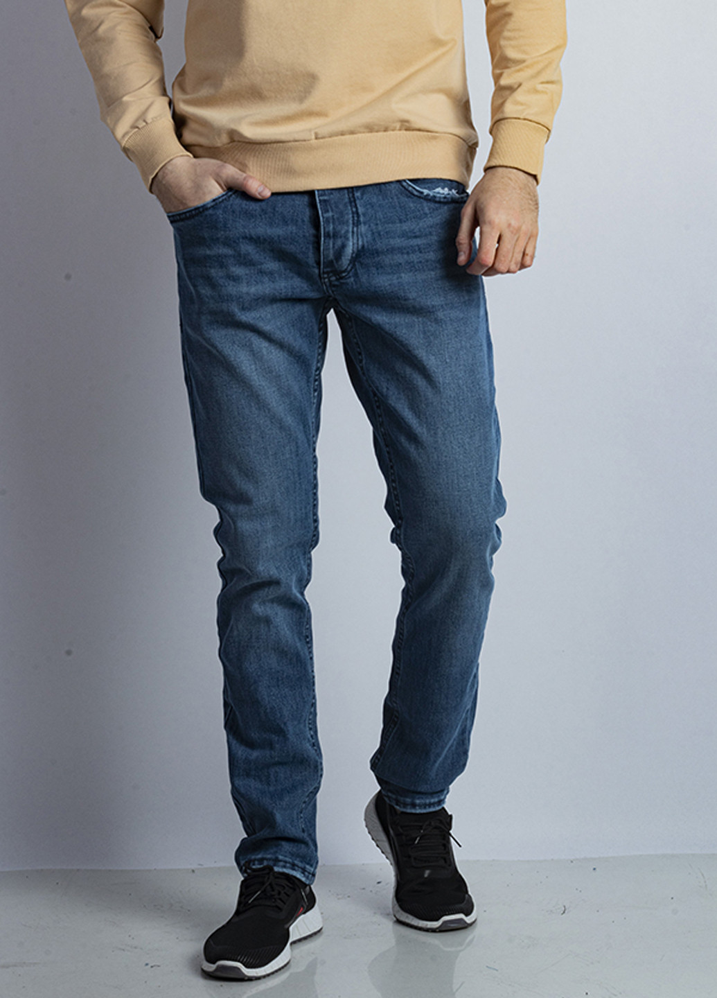 Синие демисезонные прямые джинсы Time of Style