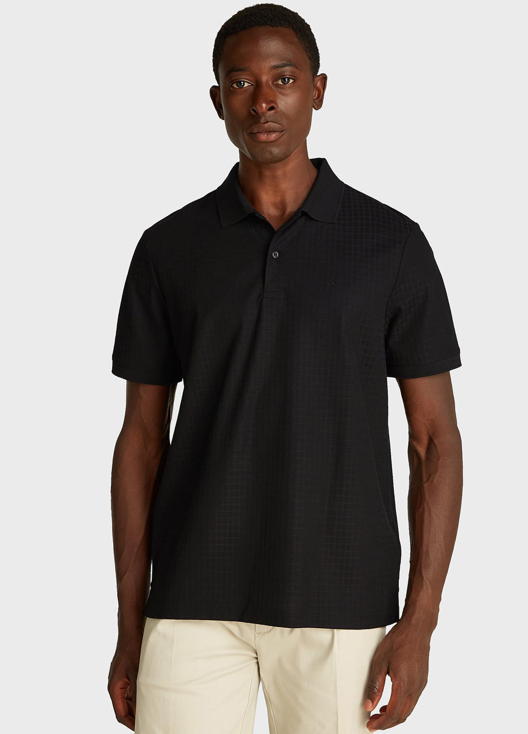 Черная футболка-поло для мужчин Calvin Klein однотонная