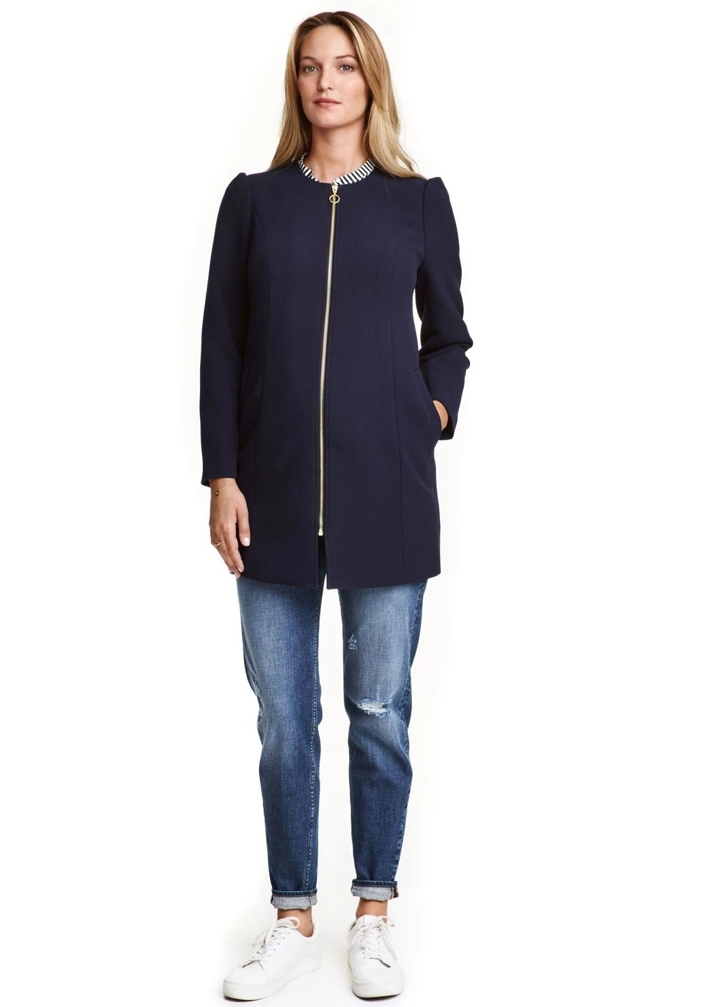 Темно-синє демісезонне Пальто H&M