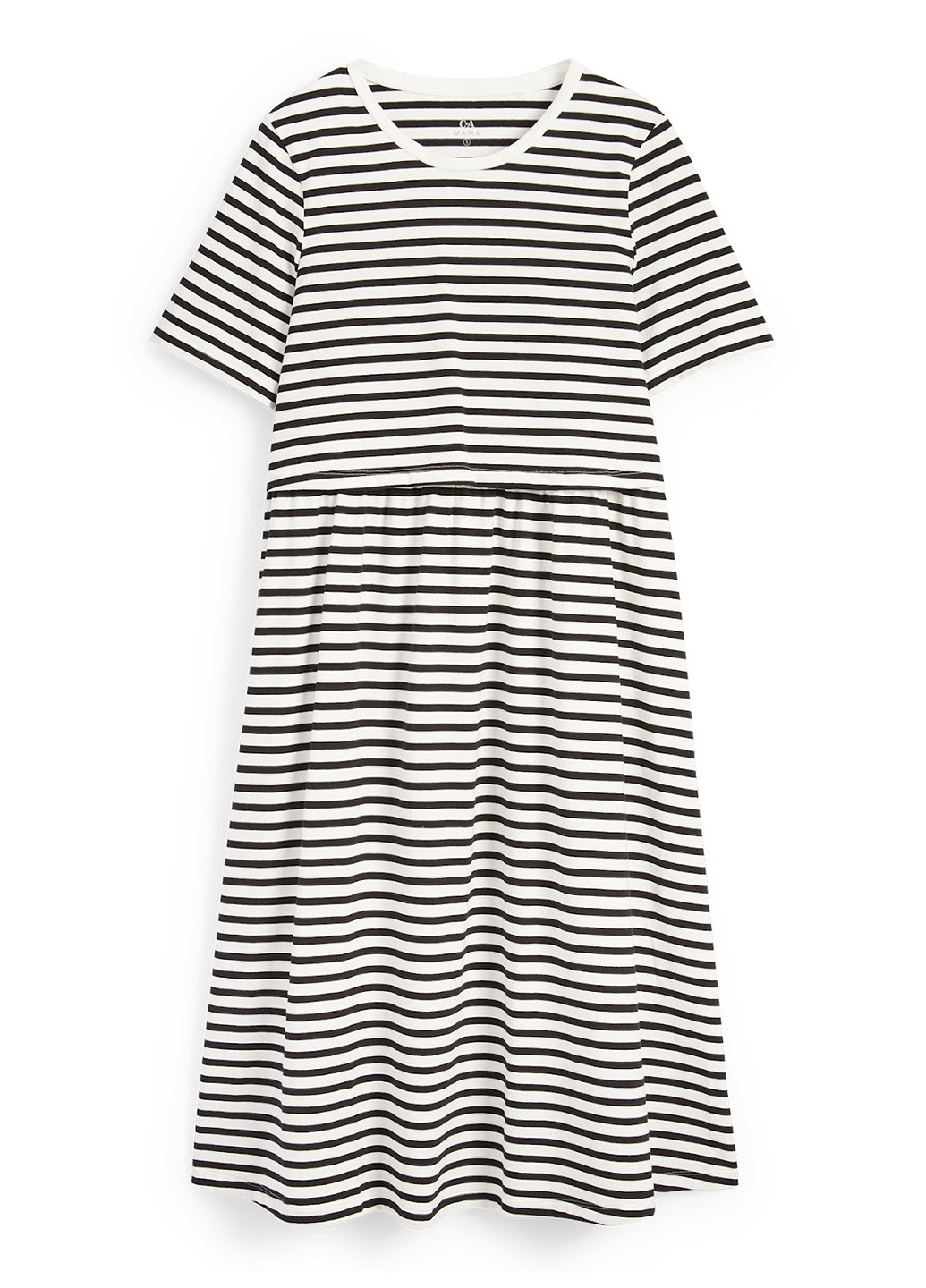 Белое кэжуал платье для беременных и кормящих клеш C&A в полоску