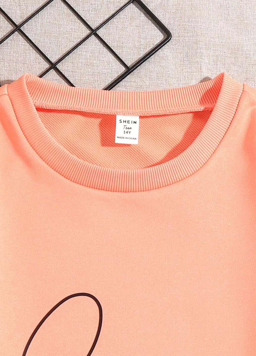SHEIN свитшот надпись персиковый кэжуал полиэстер, трикотаж