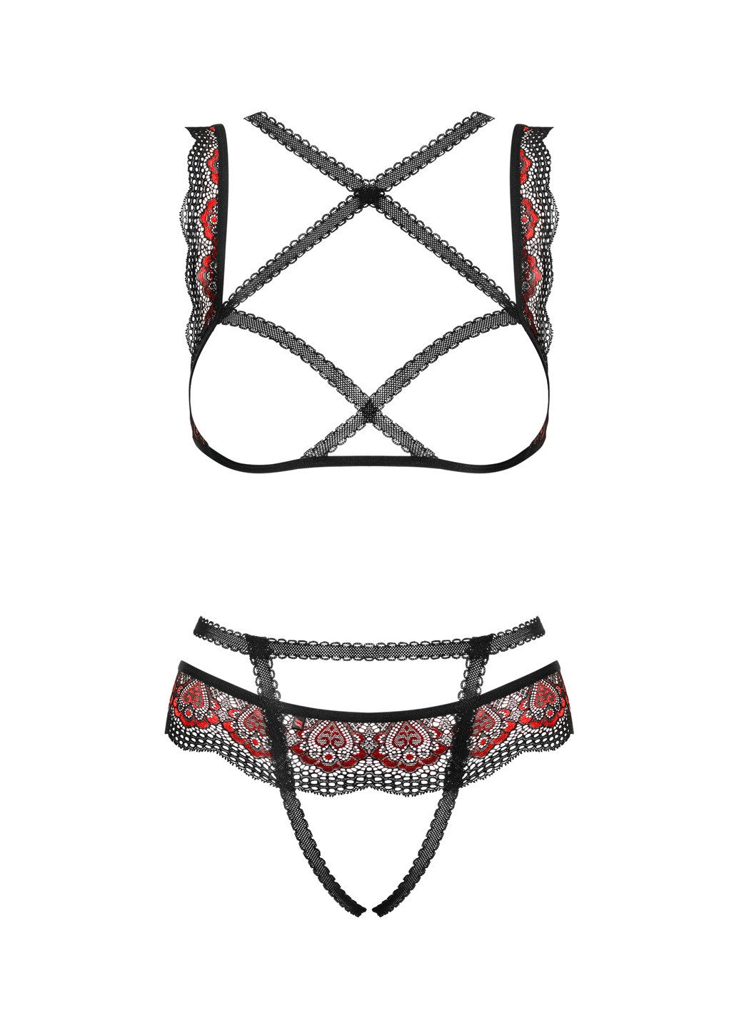 Чорний демісезонний комплект (бюстгальтер, труси) Obsessive