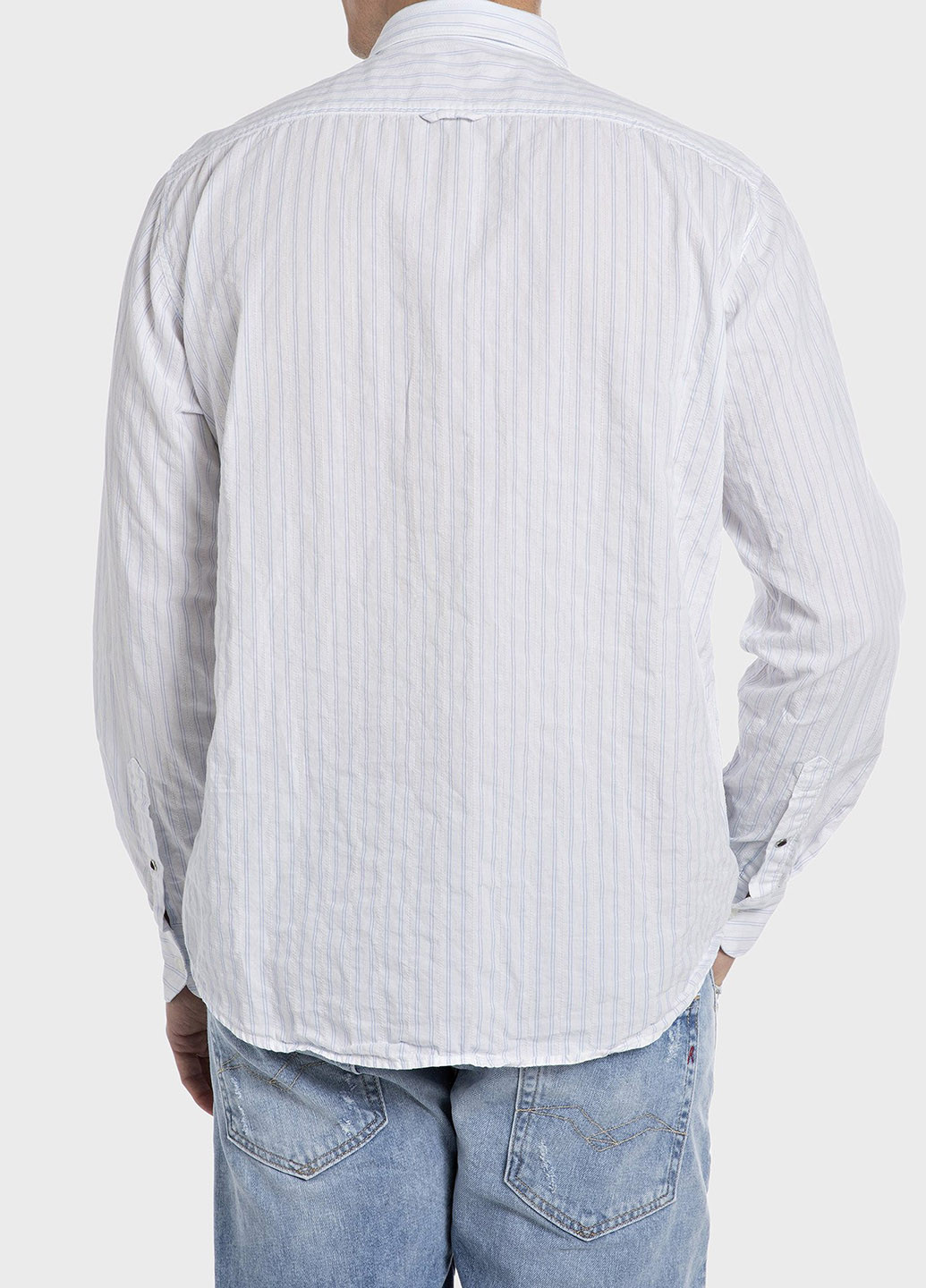 Белая кэжуал рубашка в полоску Replay