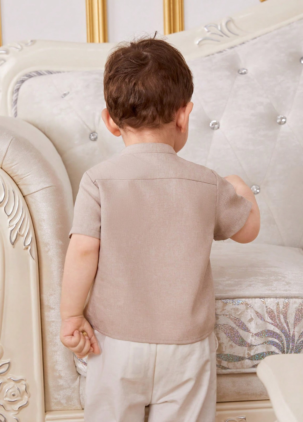 Светло-бежевая кэжуал рубашка однотонная SHEIN