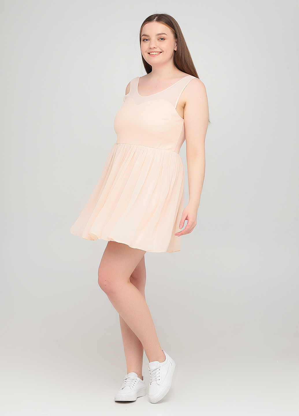 Персикова кежуал сукня кльош, з відкритою спиною Atmosphere однотонна