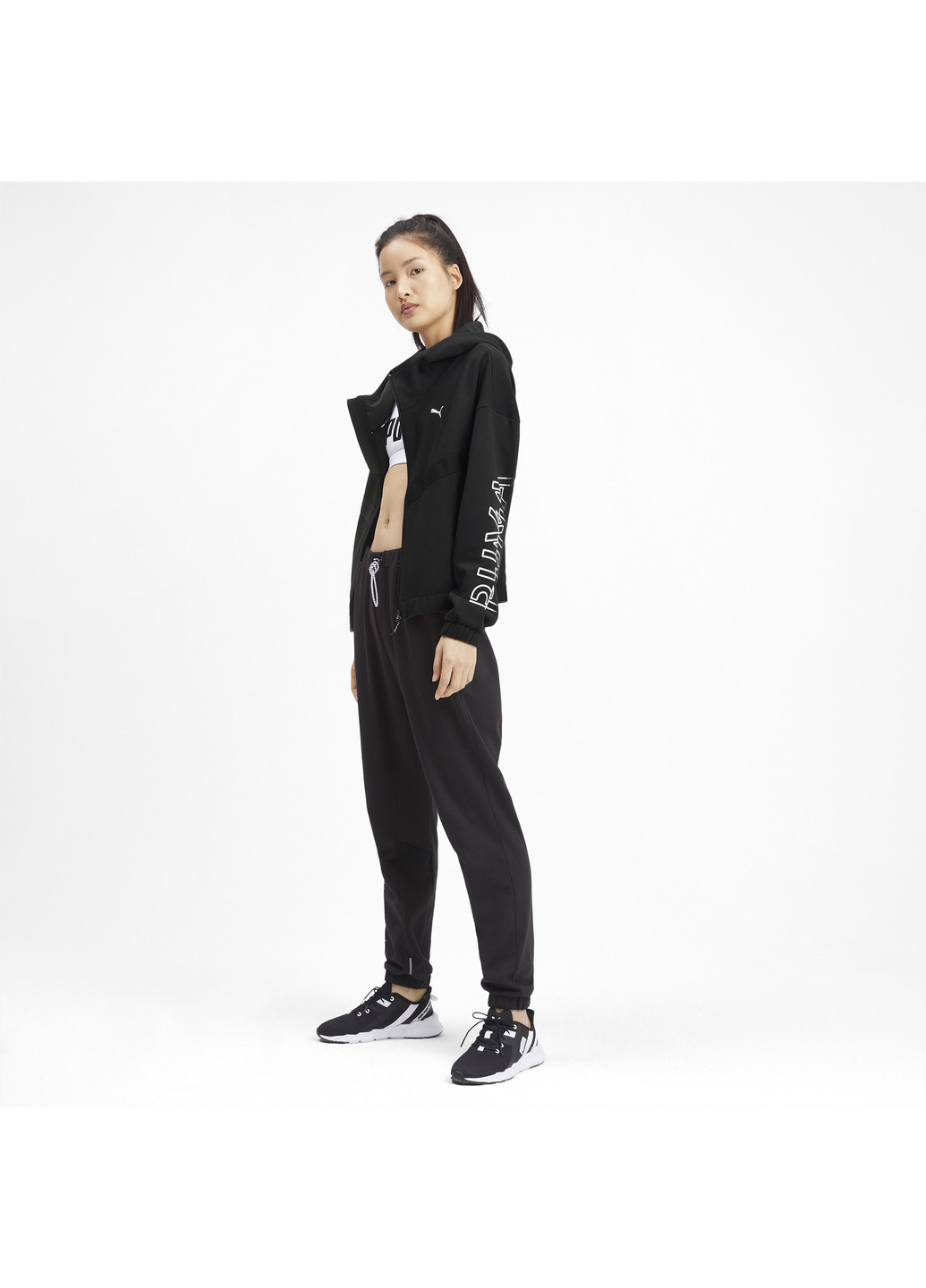 Олимпийка HIT Feel It Sweat Jacket Puma однотонная чёрная спортивная полиэстер