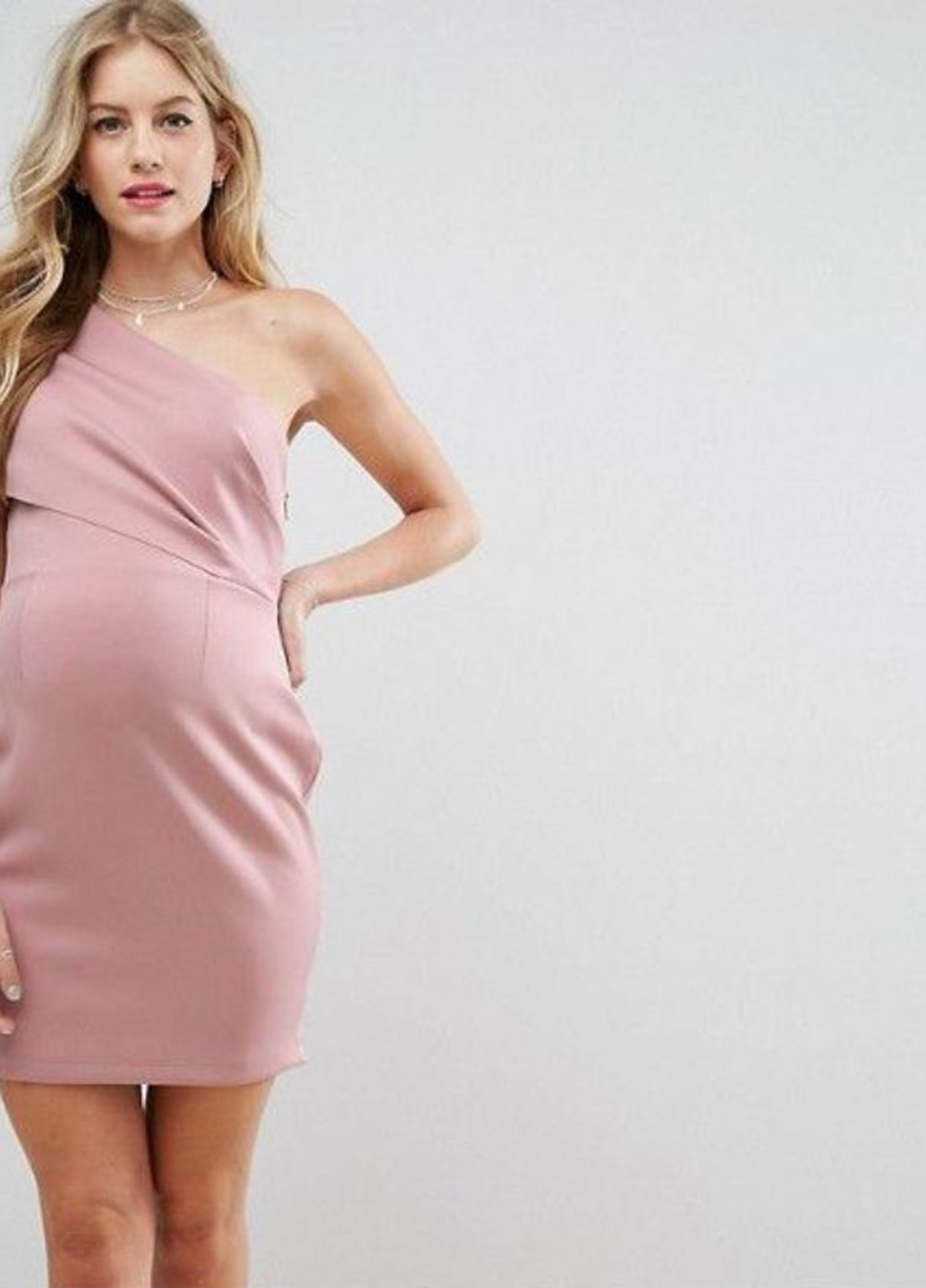 Пудрова коктейльна плаття для вагітних Asos однотонна