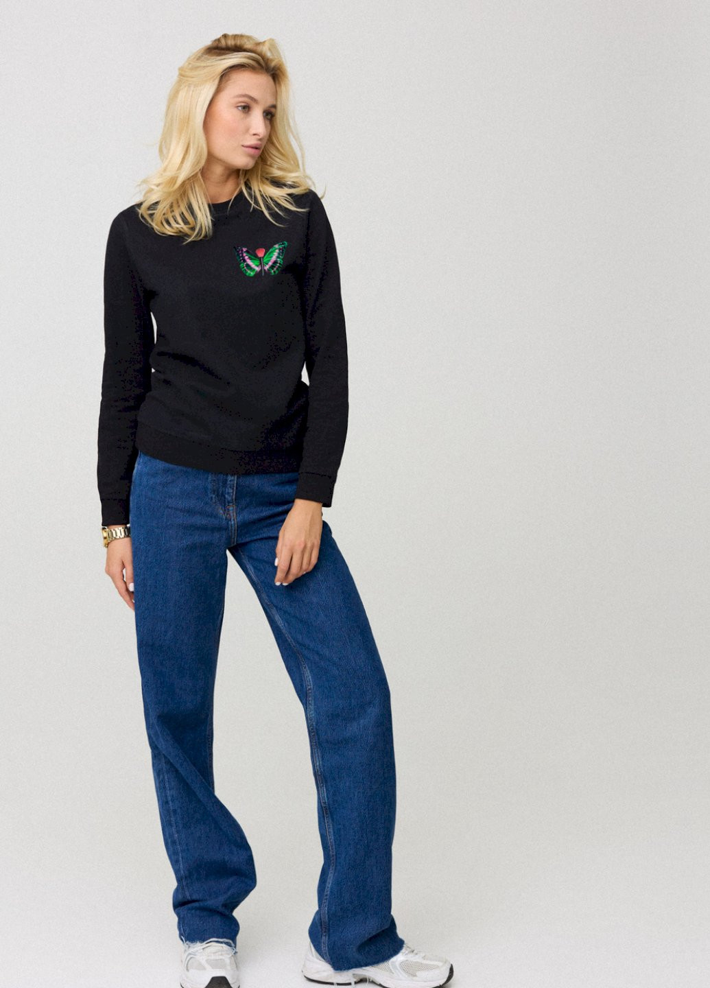 Чорний свитшот женский basic /no flis/ YAPPI (254658664)