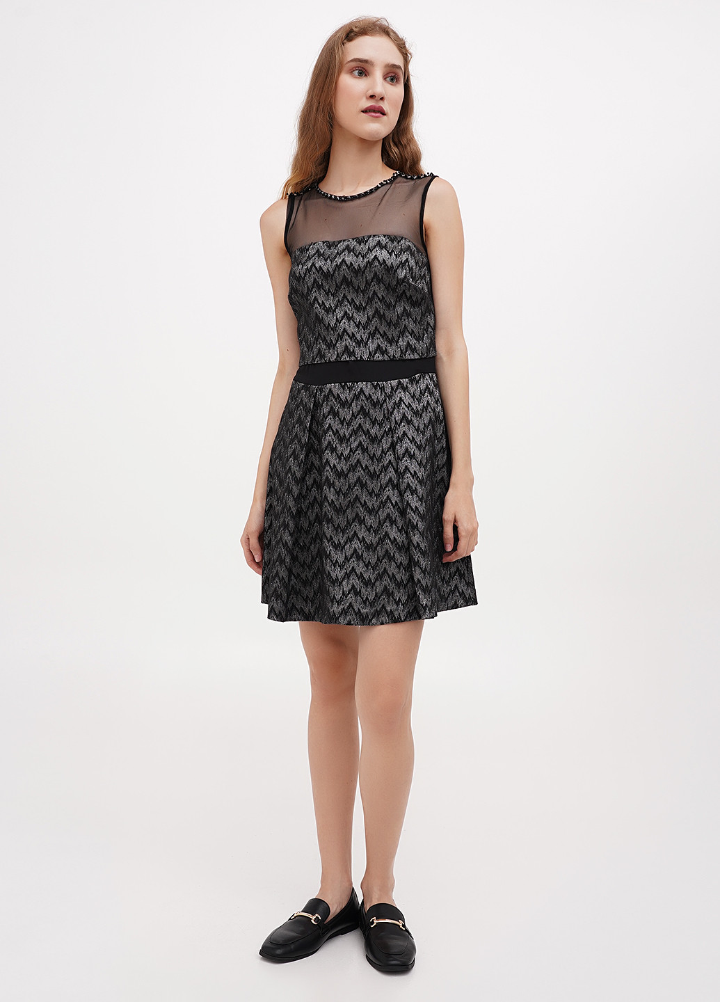 Серое кэжуал платье Ciolla с геометрическим узором