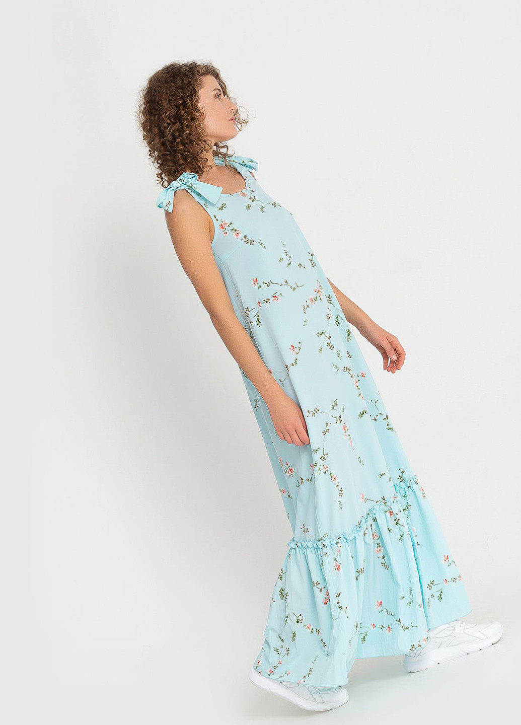 Голубое кэжуал платье Vovk с цветочным принтом
