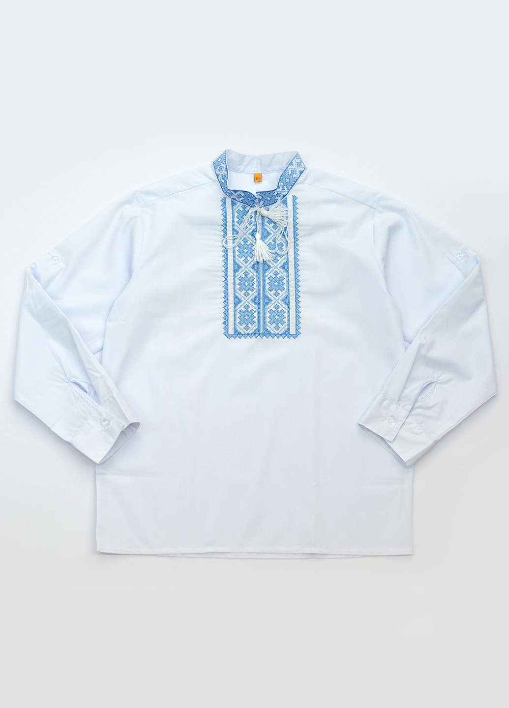 Белая кэжуал рубашка с орнаментом Piccolo L с длинным рукавом