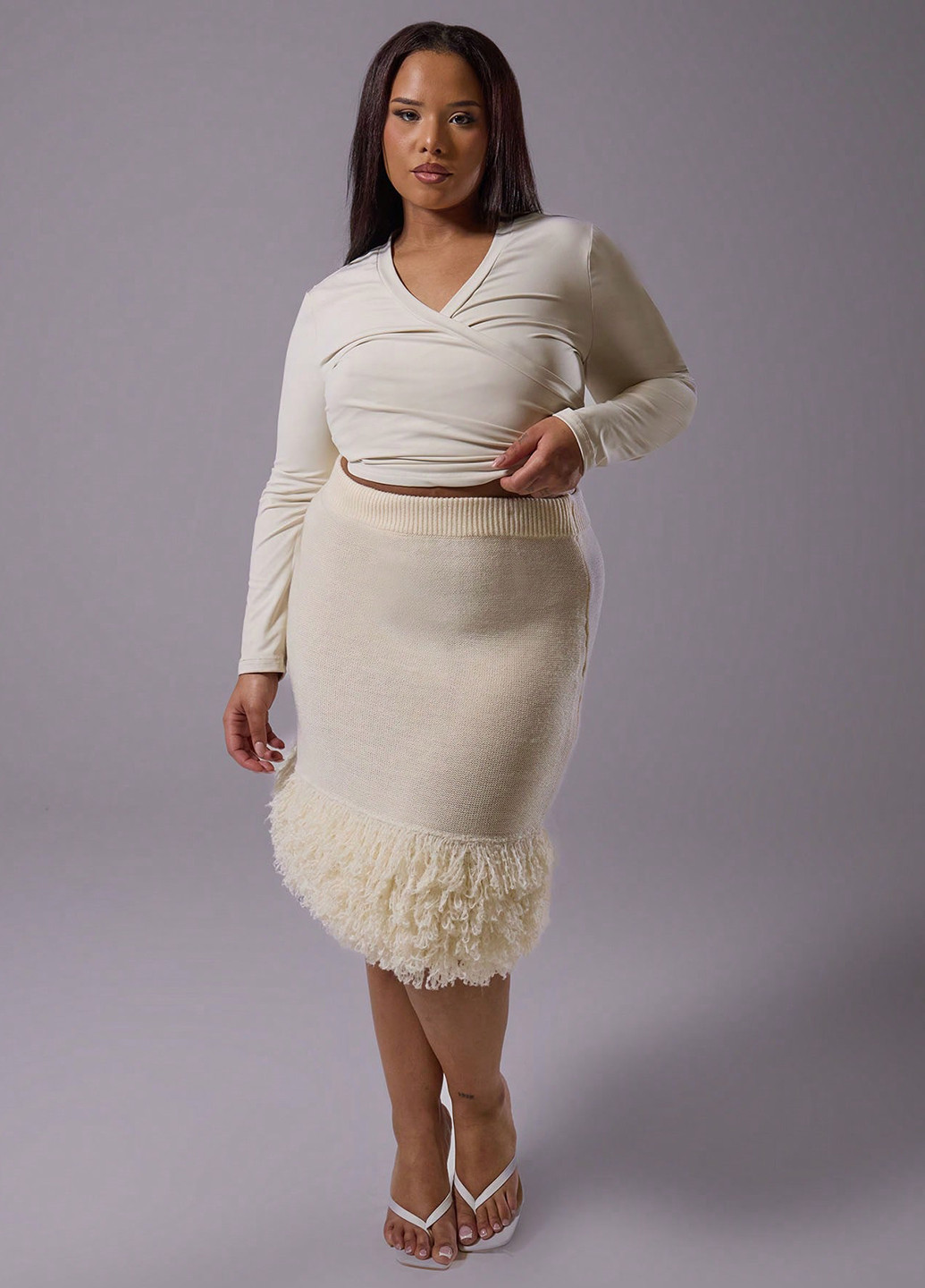 Кремовая праздничный, кэжуал однотонная юбка SHEIN карандаш