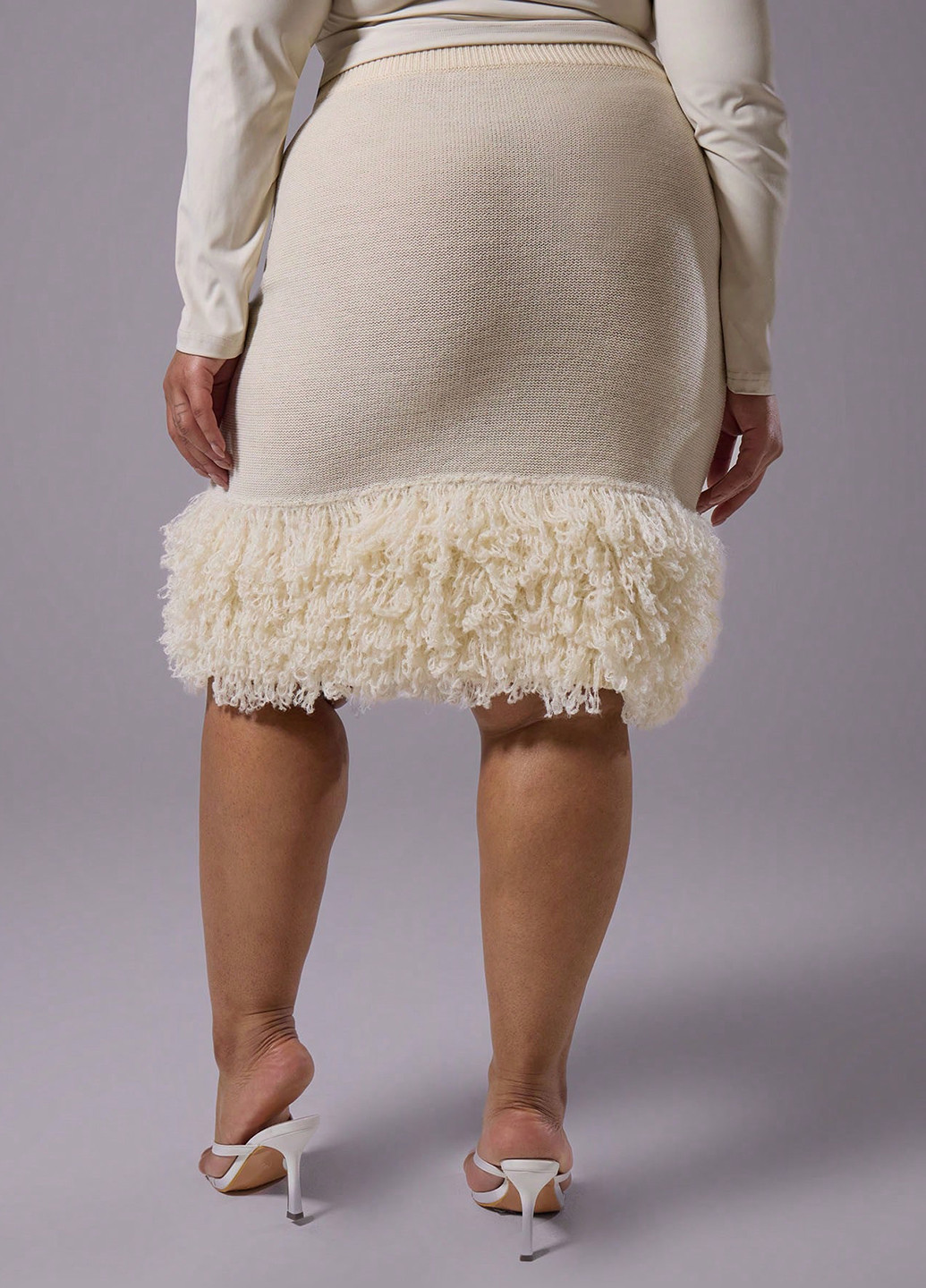 Кремовая праздничный, кэжуал однотонная юбка SHEIN карандаш