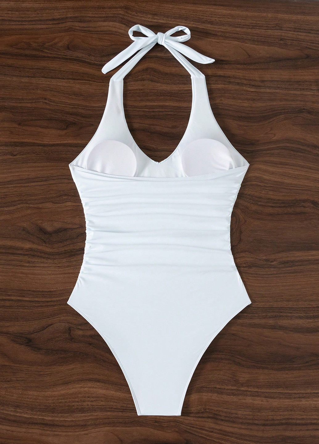 Белый летний купальник слитный, халтер SHEIN