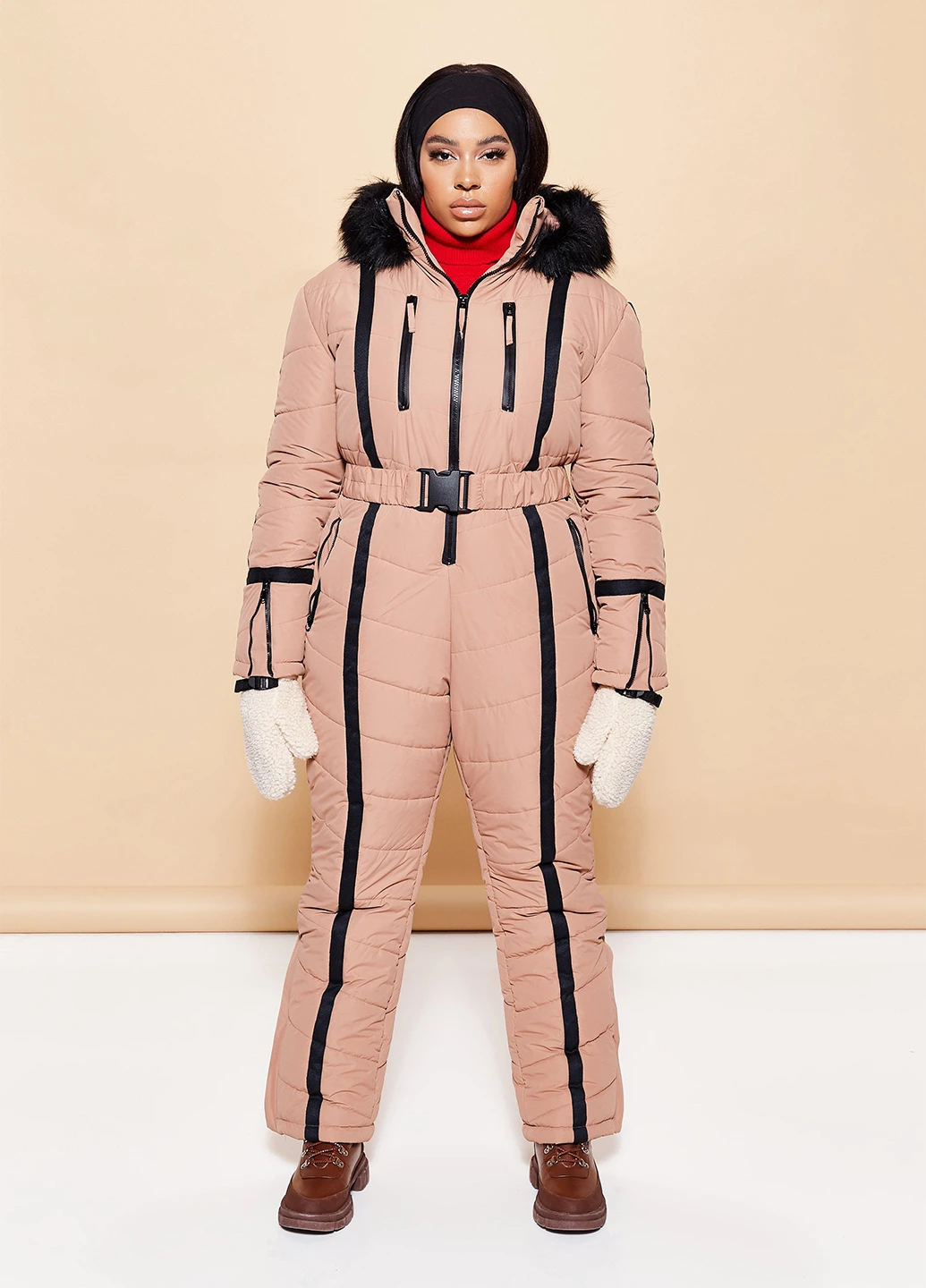 Комбинезон Missguided однотонный бежевый спортивный