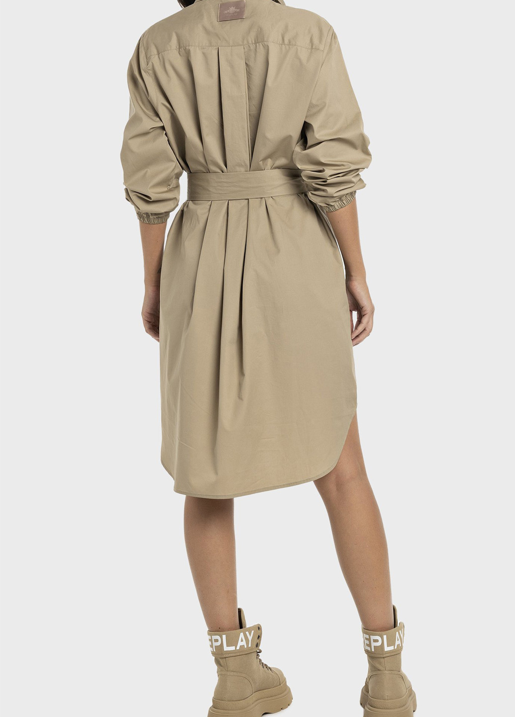Бежевое кэжуал платье рубашка Replay однотонное