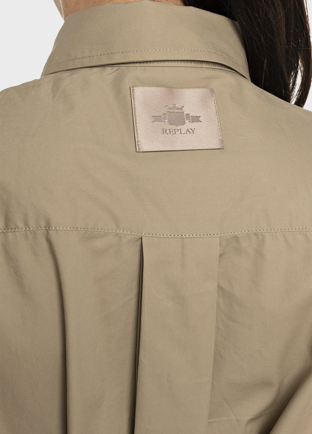 Бежевое кэжуал платье рубашка Replay однотонное