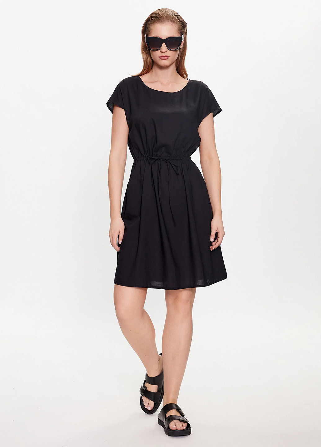 Чорна кежуал сукня кльош Tom Tailor однотонна