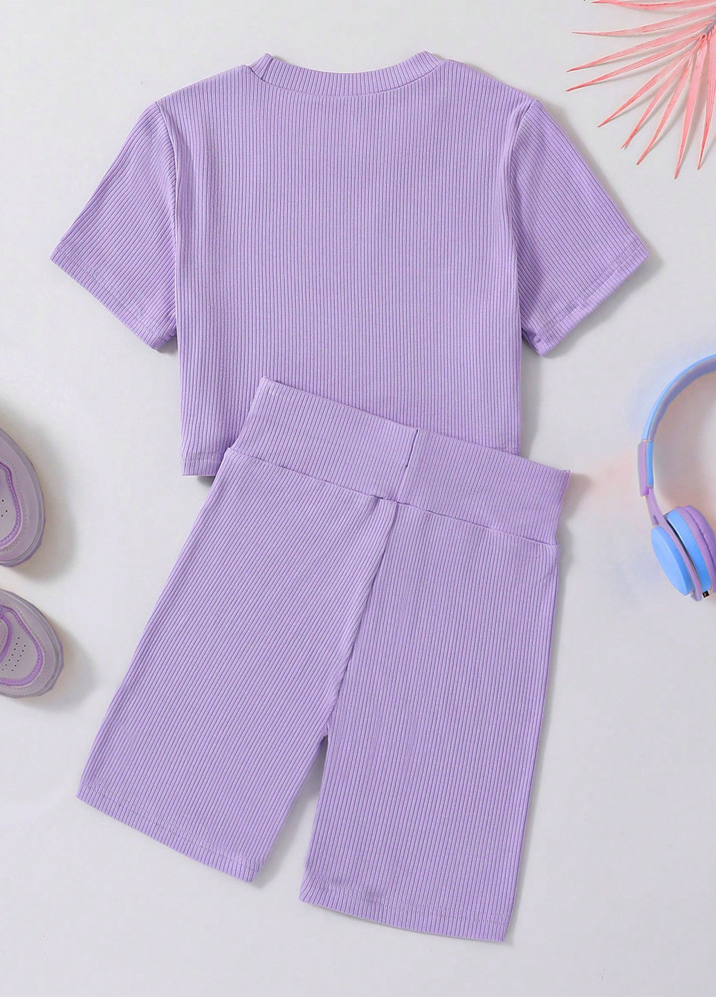 Сиреневый летний комплект (топ, шорты) SHEIN