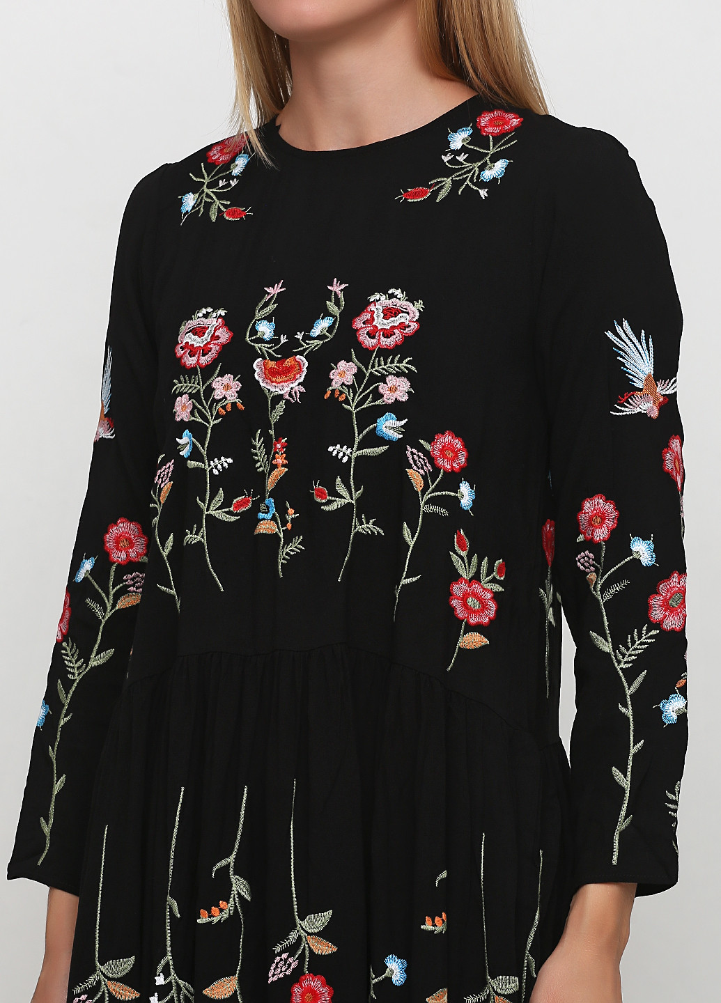 Черное кэжуал платье клеш Newtoon с цветочным принтом