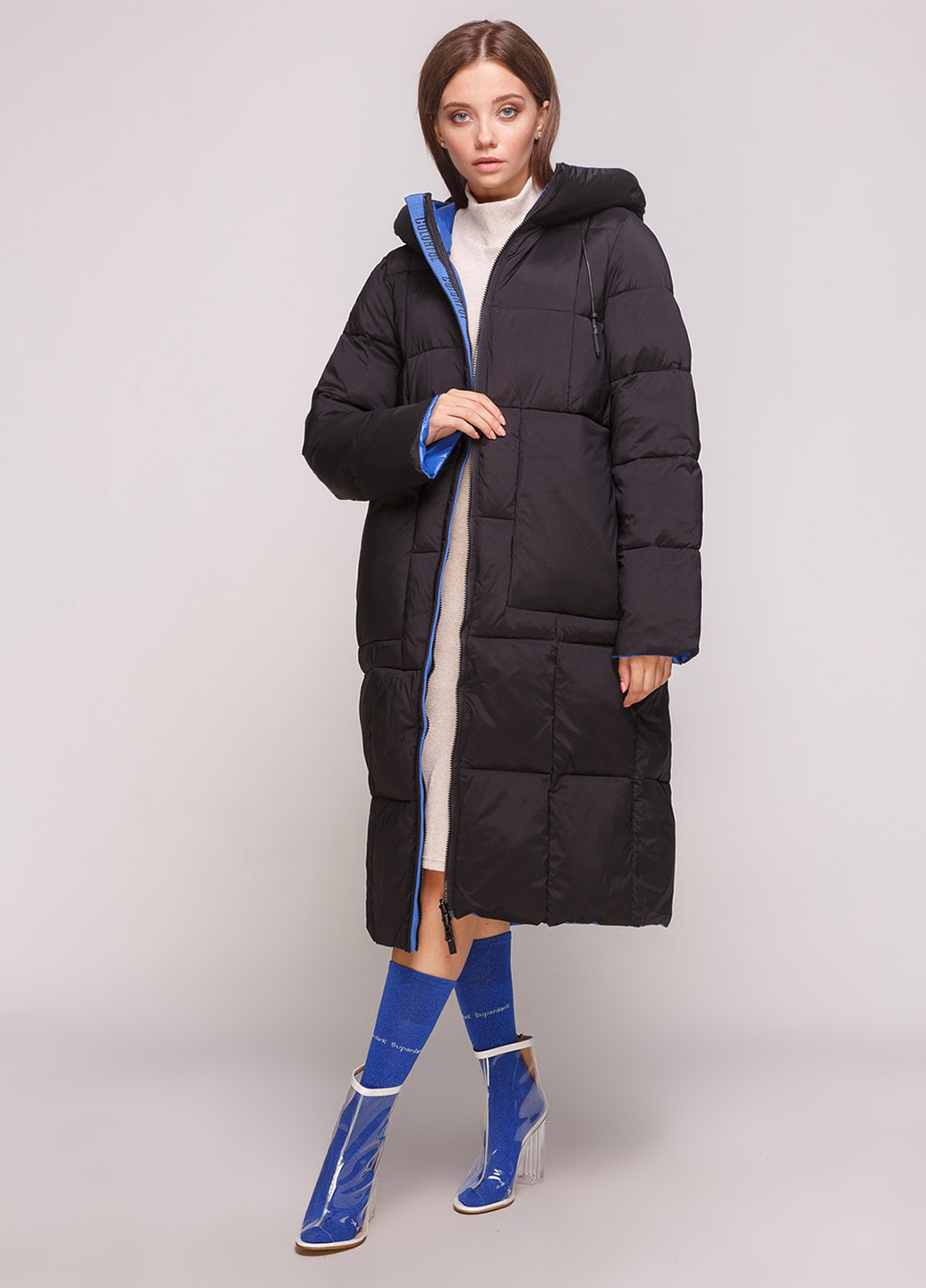 Черная зимняя куртка двусторонняя Towmy