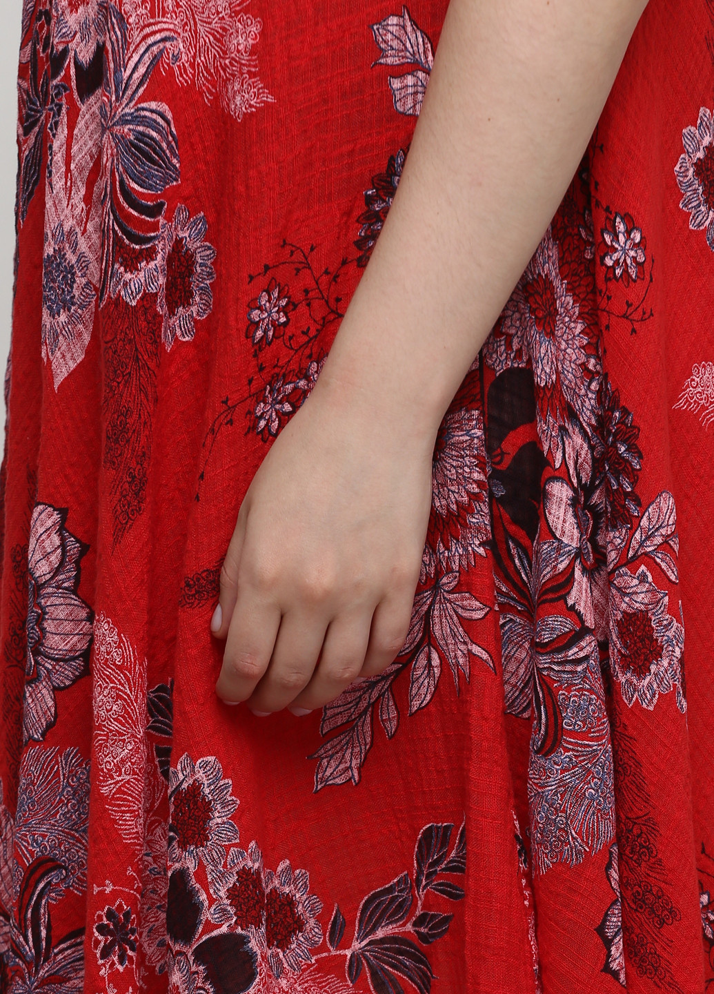 Красное кэжуал платье а-силуэт Made in Italy с цветочным принтом