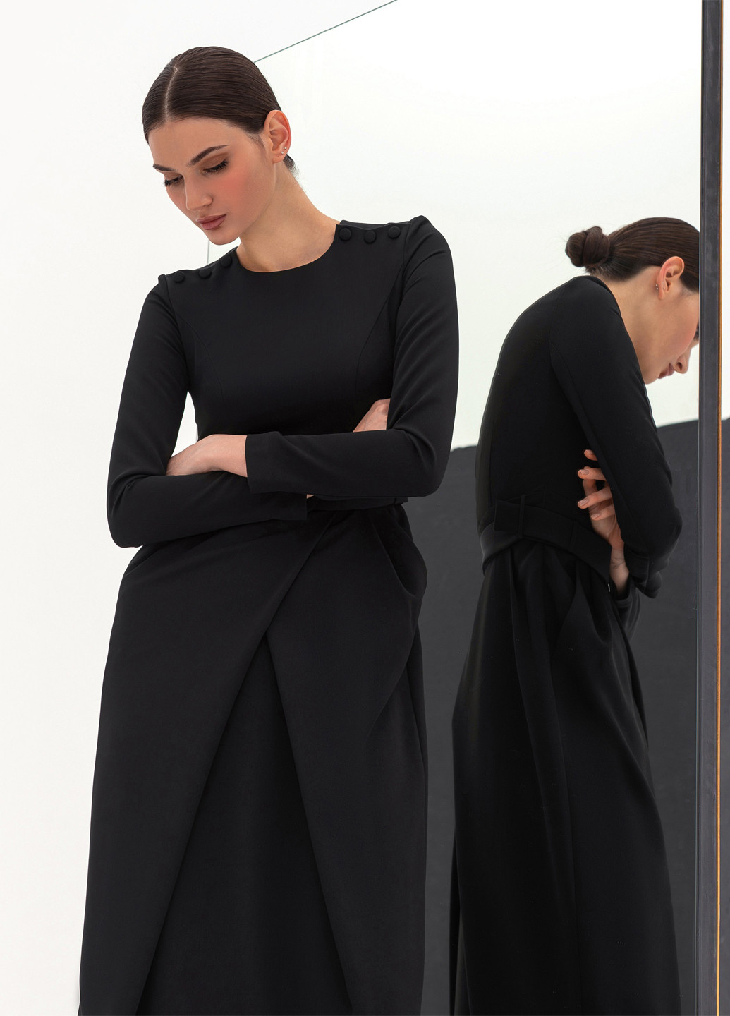 Черное кэжуал платье футляр BGL однотонное