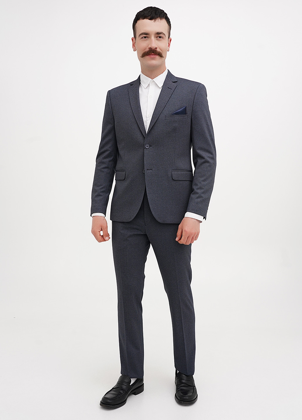 Серо-синий демисезонный костюм (пиджак, брюки) брючный Federico Cavallini