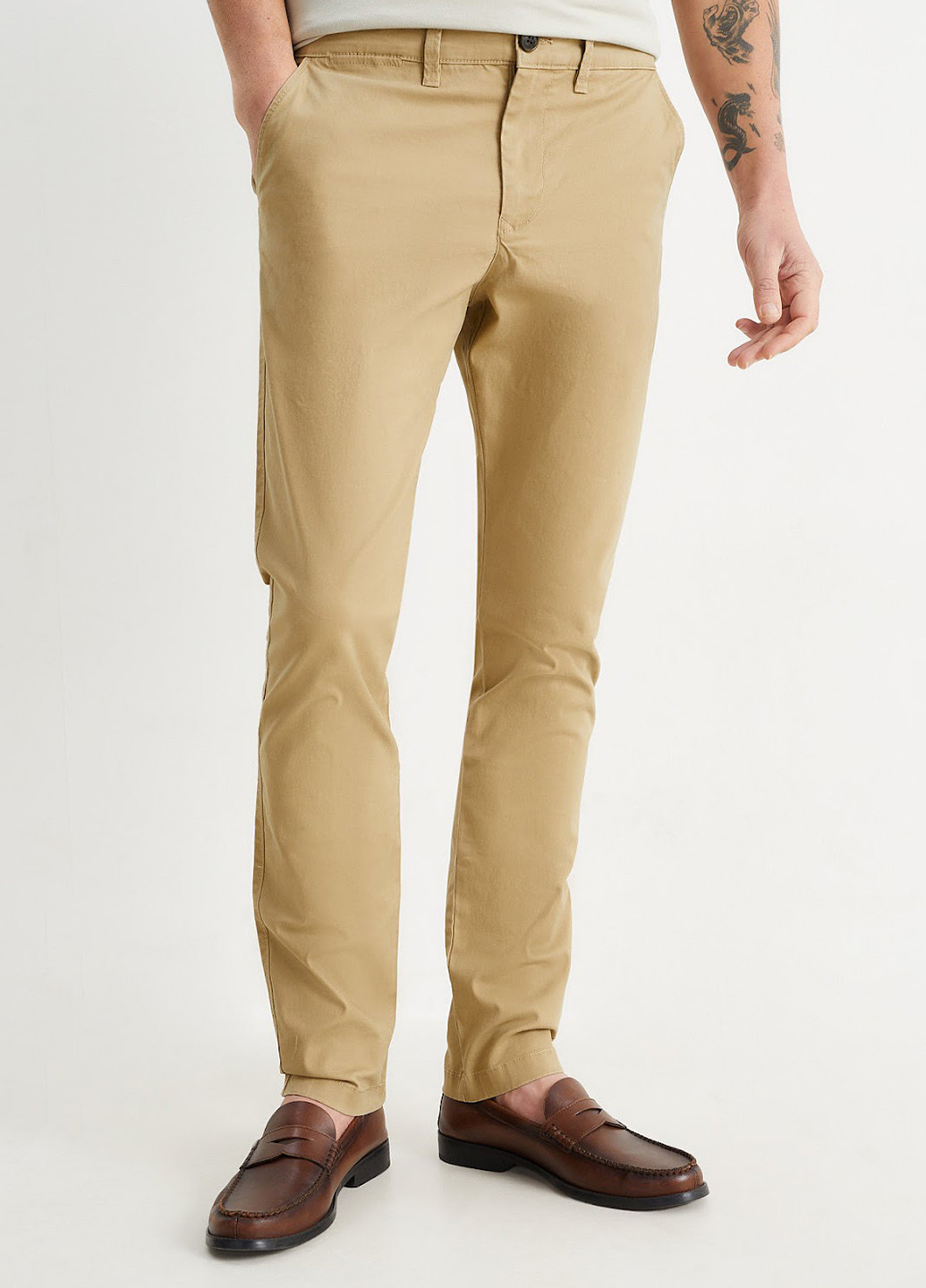 Бежевые кэжуал демисезонные зауженные брюки C&A