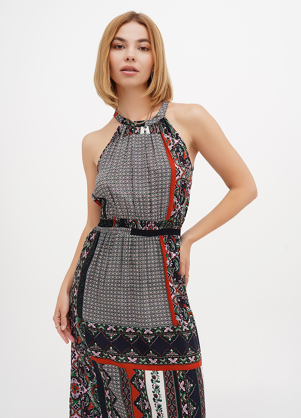 Комбинированное кэжуал платье а-силуэт C&A с абстрактным узором