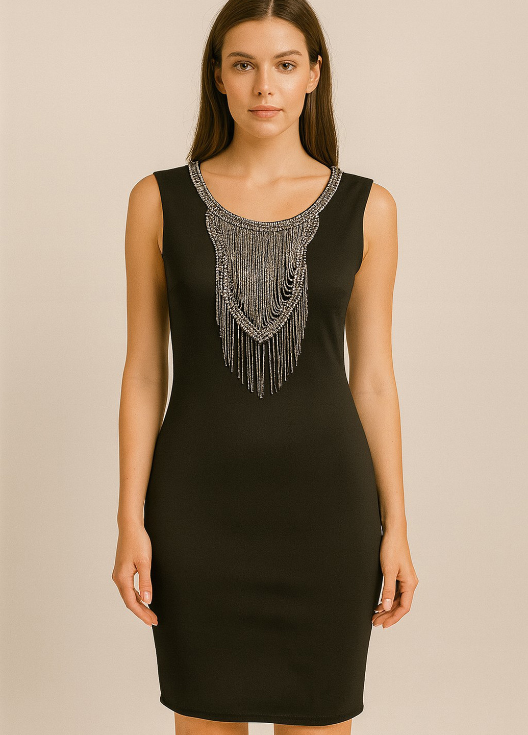 Чорна вечірня сукня футляр Sassofono однотонна