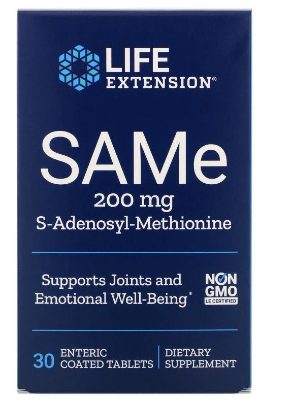 S-аденозил-метионин SAMe (Disulfate Tosylate), 200 mg, 30 Enteric Coated Tablets Life Extension (254916615)
