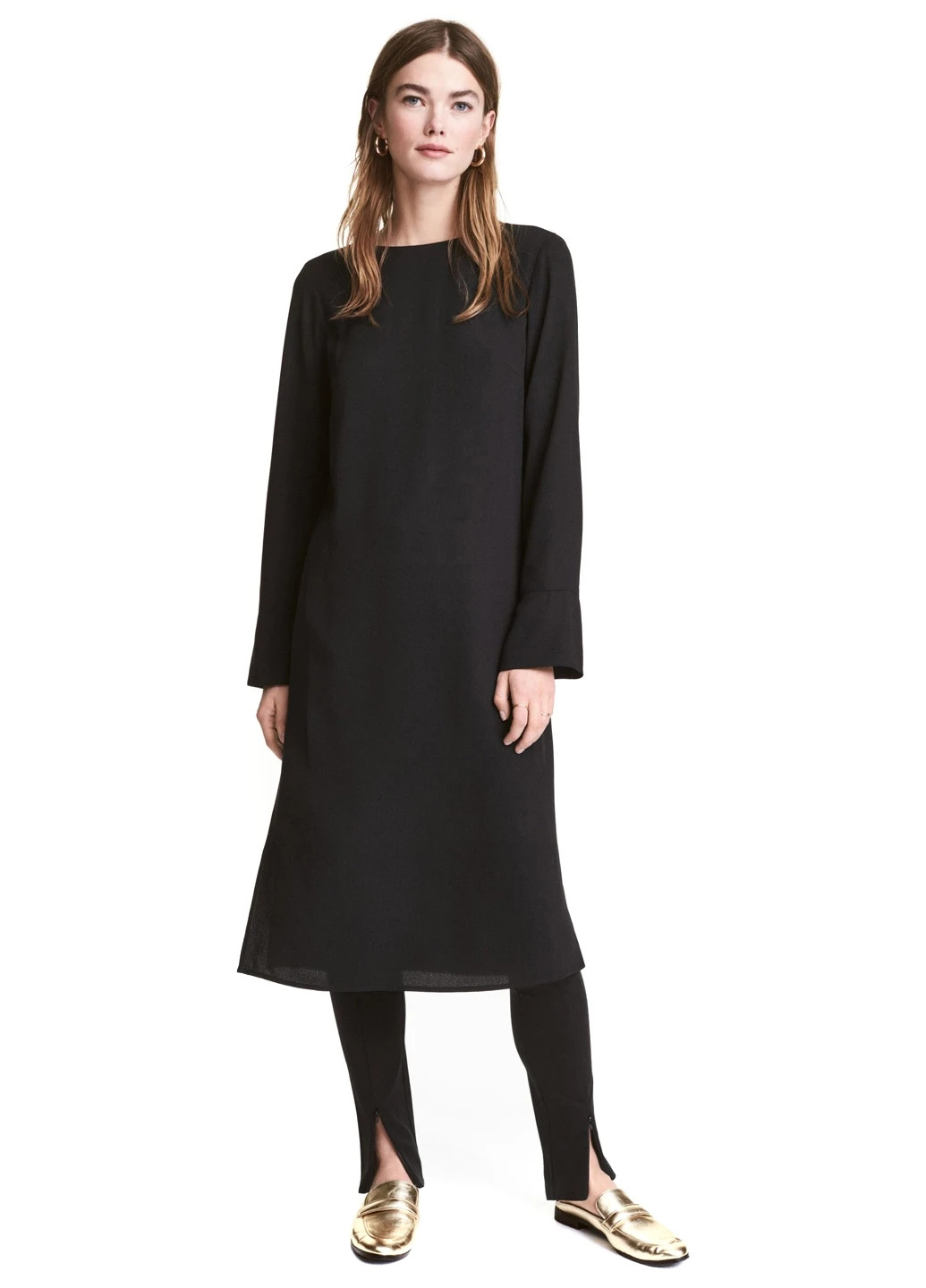 Чорна кежуал сукня кльош H&M з новорічним принтом