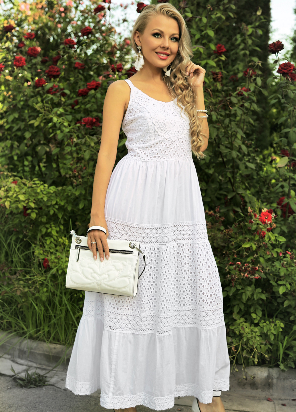 Белое кэжуал платье а-силуэт Fresh cotton однотонное