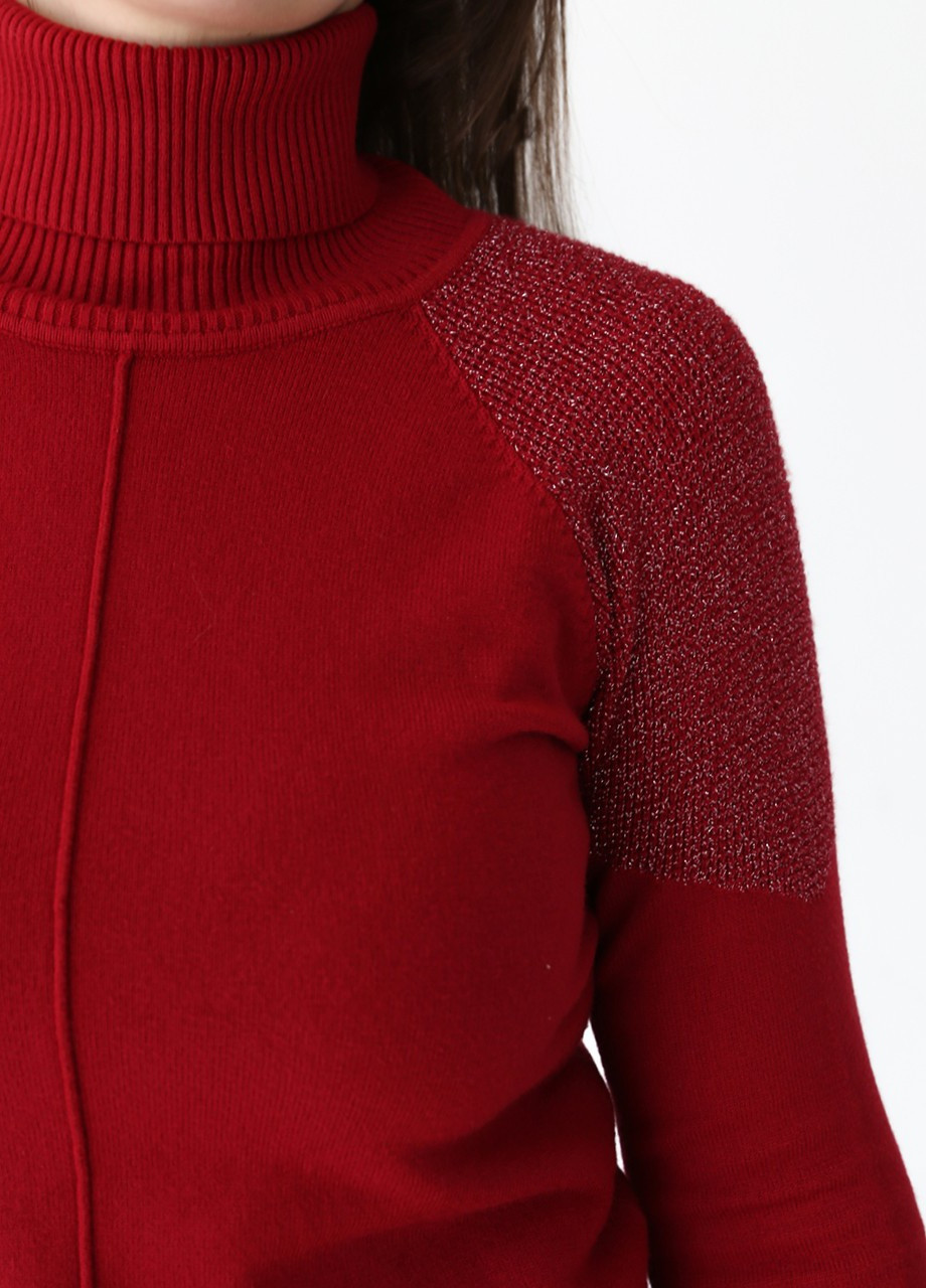 Красный демисезонный свитер женский красный с горлом прямой JEANSclub Прямая