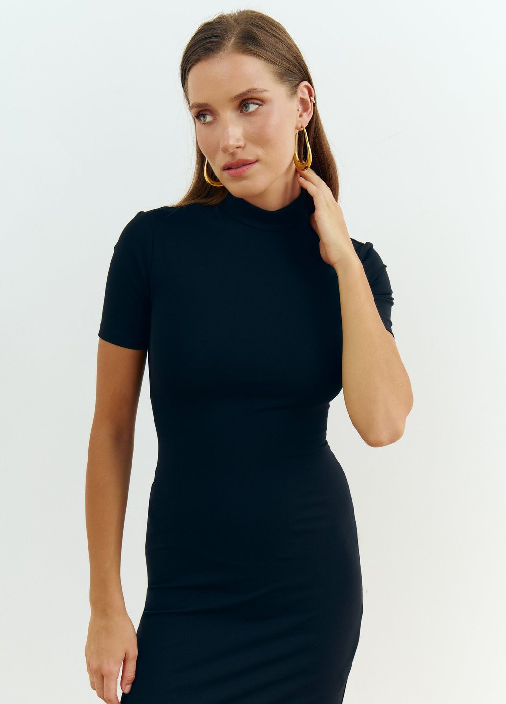 Чорна кежуал сукня сукня-водолазка Gepur однотонна