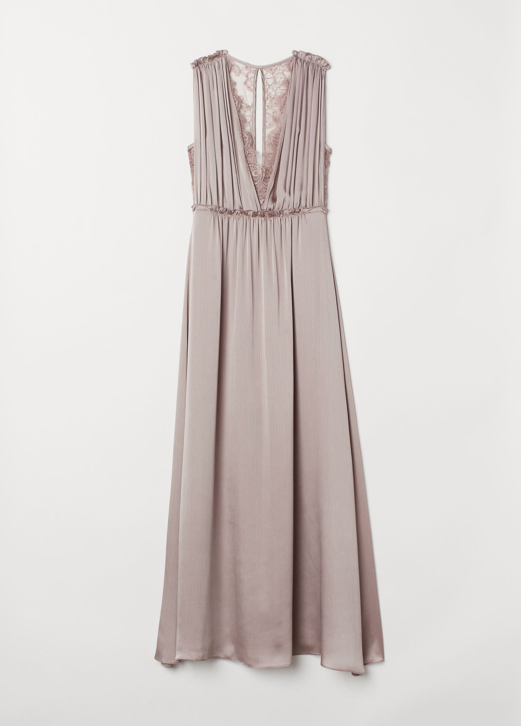 Бежевое вечернее платье в греческом стиле, клеш H&M однотонное
