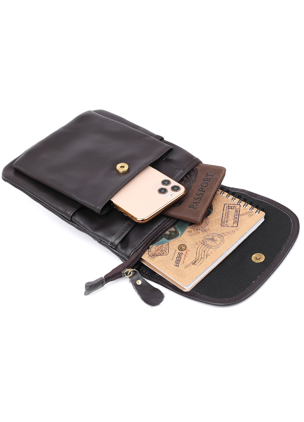 Мужская кожаная сумка через плечо 18х21х6 см Vintage (253491272)