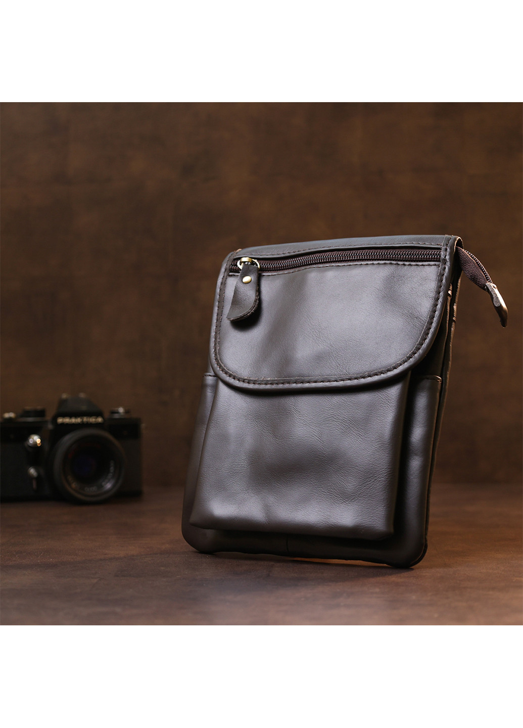 Мужская кожаная сумка через плечо 18х21х6 см Vintage (253491272)