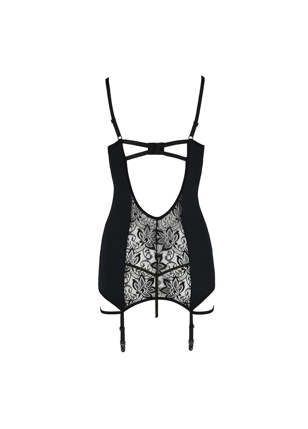Сорочка приталена з пажами PAULINE CHEMISE black XXL/XXXL -, трусики Passion (255458361)