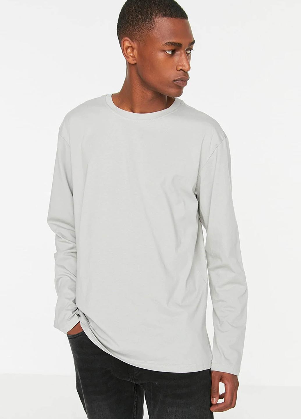 Молочный демисезонный кэжуал лонгслив Trendyol с рисунком