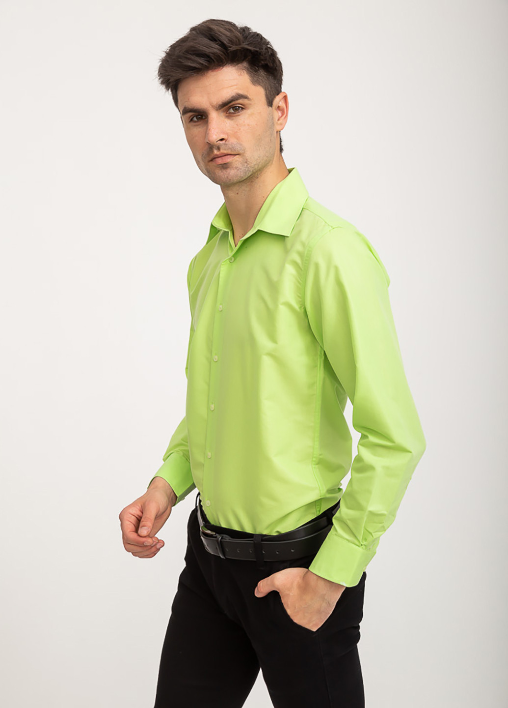 Салатовая кэжуал рубашка однотонная Ager