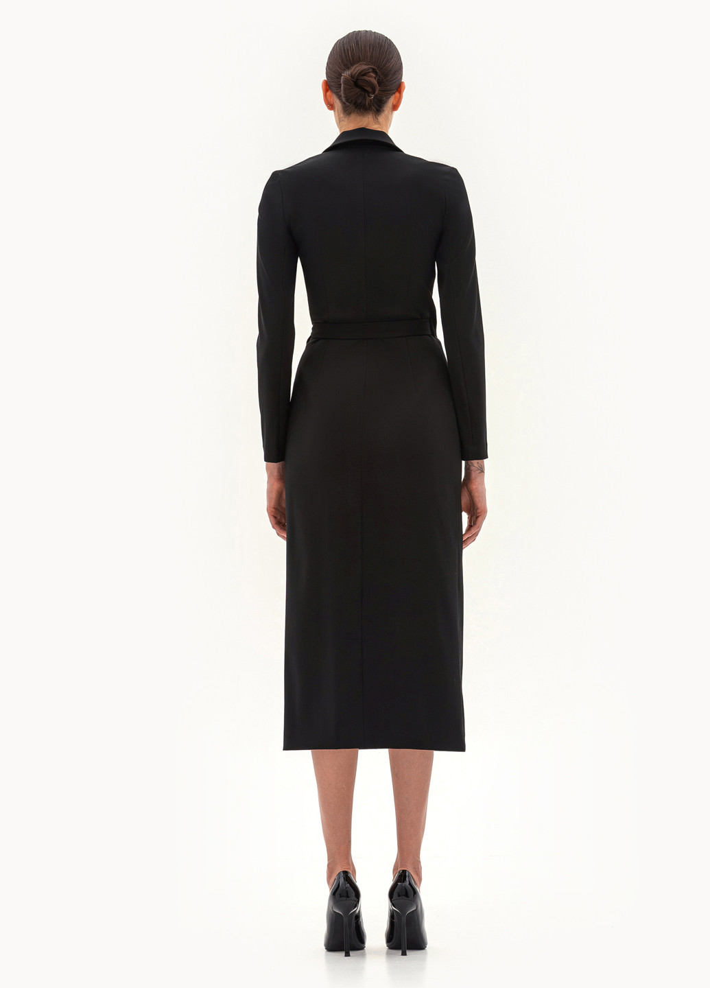 Черное деловое платье на запах, платье-жакет BGL однотонное