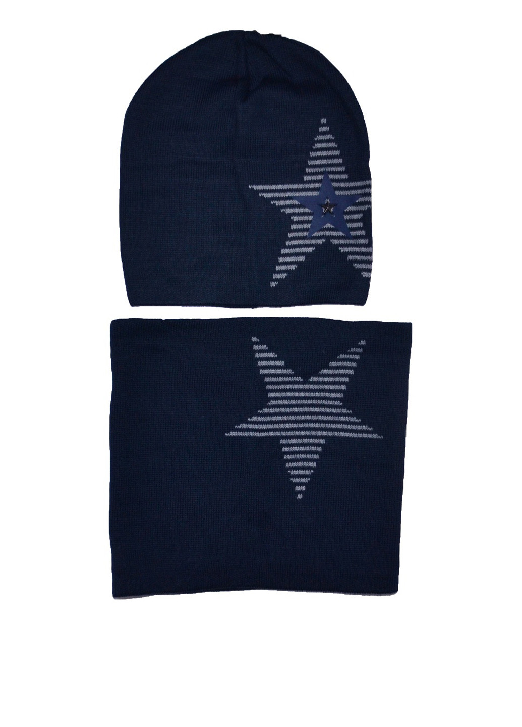 Темно-синий демисезонный комплект (шапка и шарф-снуд) Kraft